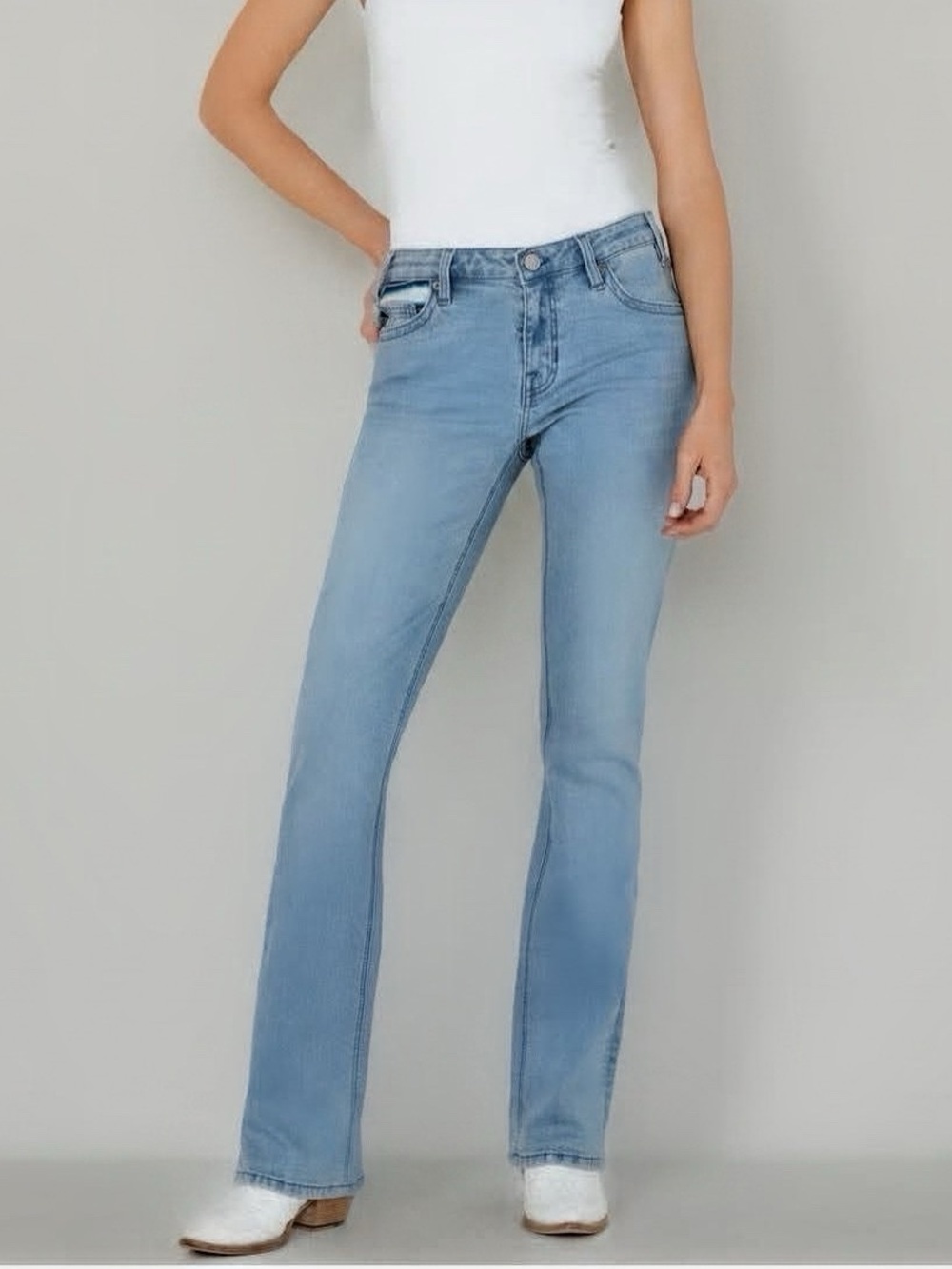 ROCK & ROLL DENIM x HOOEY Serape Embroidered Mid Rise Bootcut Jeans--33